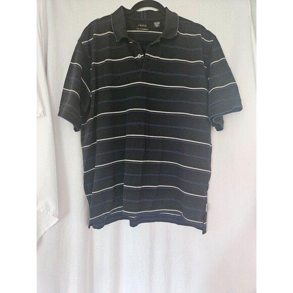 IZOD Men’s Polo XFG Golf Cool-FX Navy White Strip Size XL Preowned - Picture 1 of 8